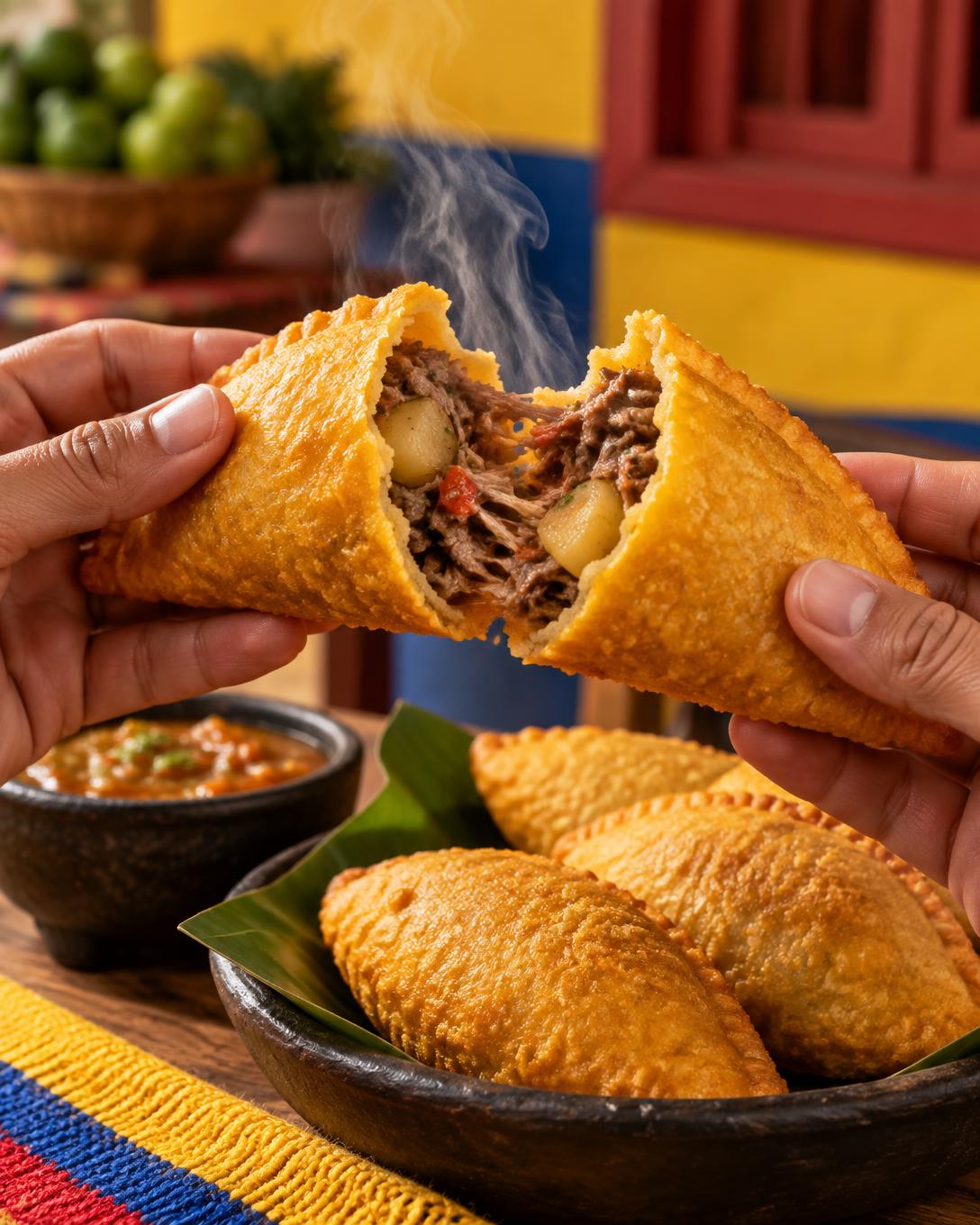 Empanada colombiana recién preparada